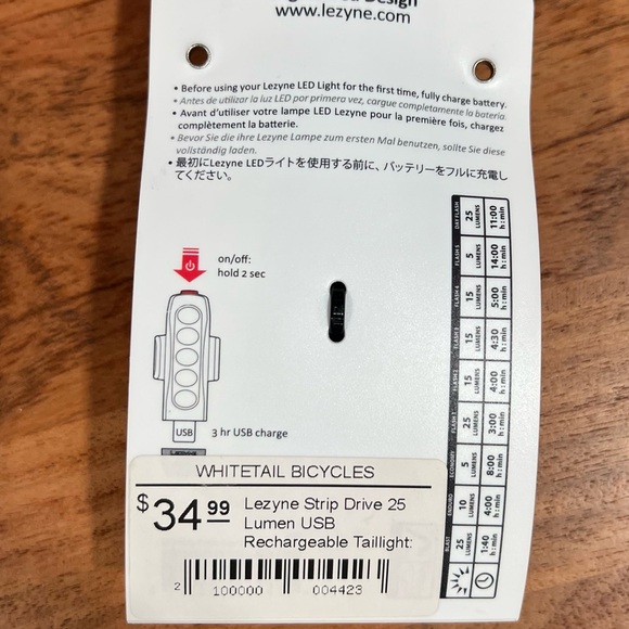 Lezyne Strip Drive 25 Lumen USB Rechargeable Rear Bike Taillight - Picture 4 of 4